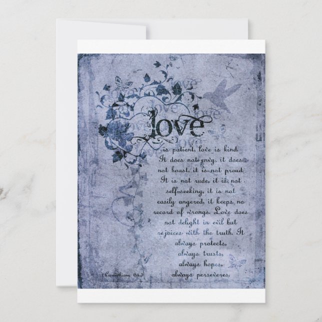 KRW Corinthians Love is: Wedding Invitation Navy (Front)