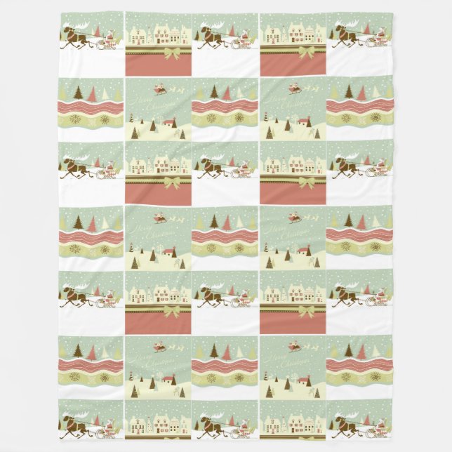 KRW Country Christmas Village Collage Blanket (Front)