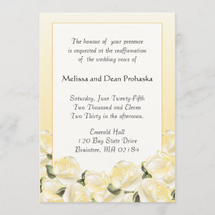 KRW Cream Rose Custom Vow Renewal Invitation