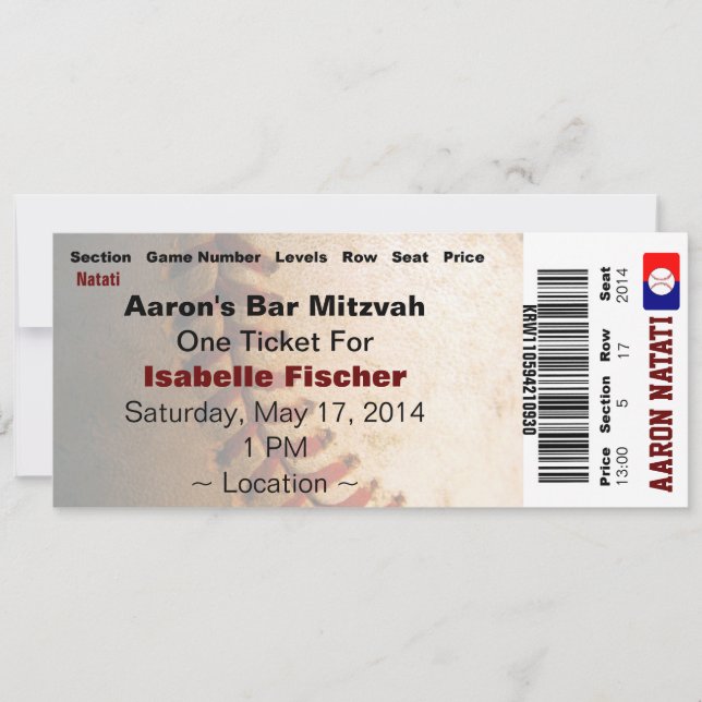 KRW Custom Baseball Bar Mitzvah Invitation (Front)
