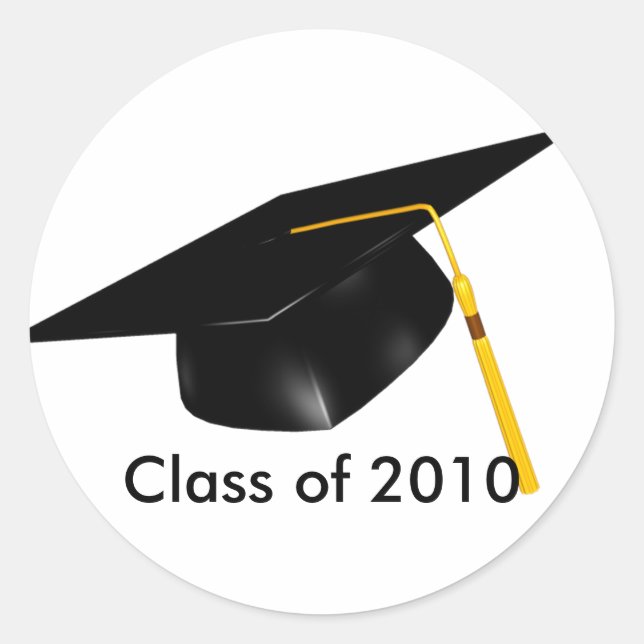 KRW Custom Black Graduation Cap Classic Round Sticker (Front)