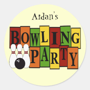 KRW Custom Bowling Birthday Party Classic Round Sticker
