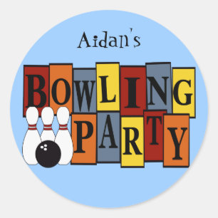 KRW Custom Bowling Birthday Party Classic Round Sticker