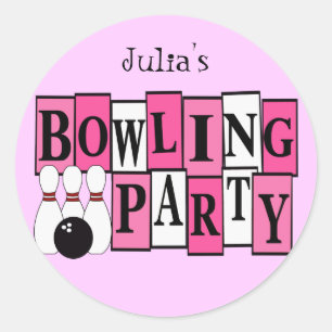 KRW Custom Bowling Birthday Party Classic Round Sticker