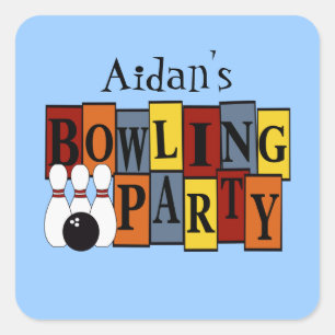 KRW Custom Bowling Birthday Party Square Sticker