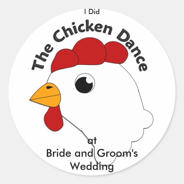 KRW Custom Funny Chicken Dance Wedding Classic Round Sticker (Front)