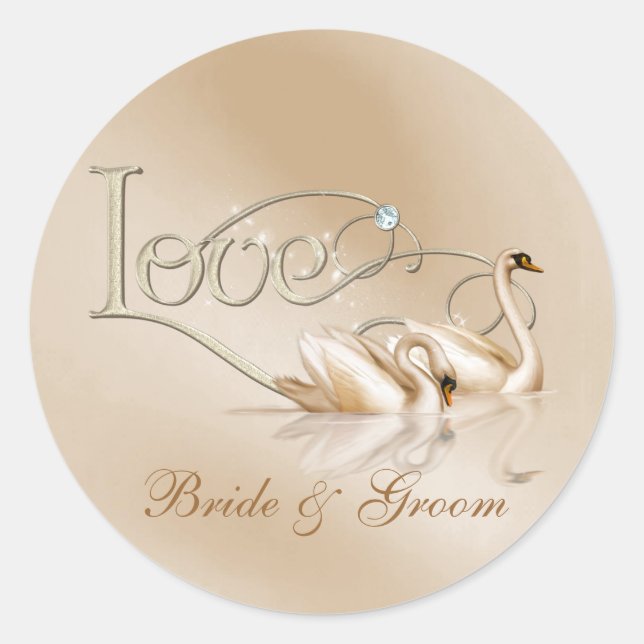 KRW Custom Graceful Swans Love Wedding Seals (Front)