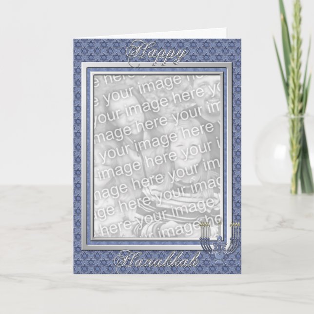 KRW Custom Happy Hanukkah Photo Frame Holiday Card (Front)