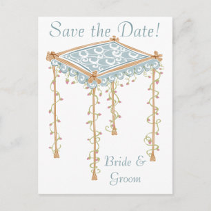 KRW Custom Jewish Wedding Canopy Save the Date Announcement Postcard