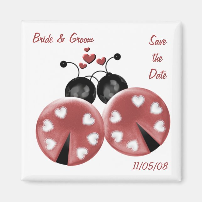 KRW Custom Love Bugs Save the Date Wedding Magnet (Front)