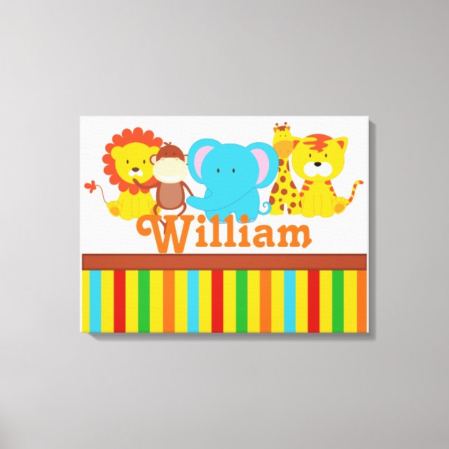 KRW Custom Name Baby Safari - Jungle Nursery Print (Front)