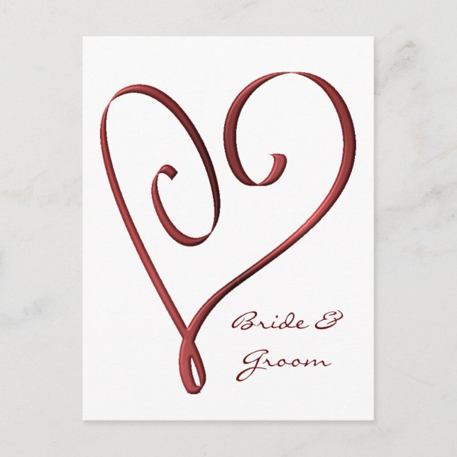 KRW Custom Stylised Red Heart RSVP Card (Front)