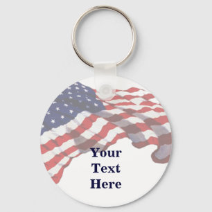 KRW Custom Text American Flag Keychain