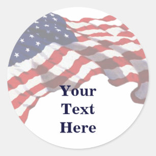 KRW Custom Text American Flag Stickers