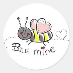 KRW Cute Bee Mine Valentine Classic Round Sticker