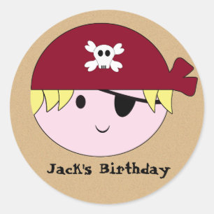 KRW Cute Custom Pirate Birthday Stickers