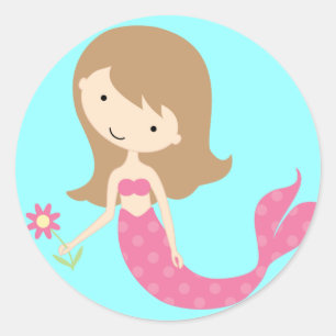 KRW Cute Pink Mermaid Classic Round Sticker