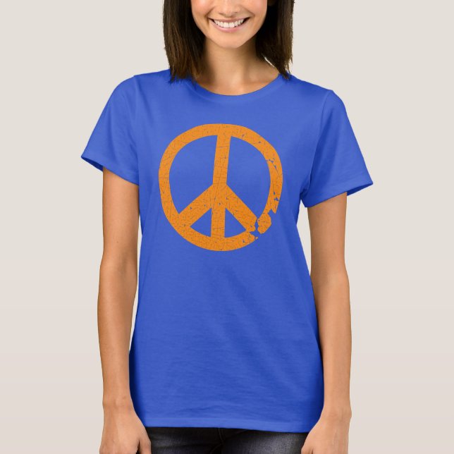 KRW Distressed Orange Peace Sign T-Shirt (Front)
