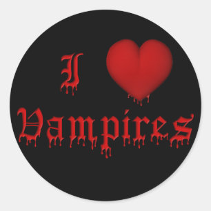 KRW Dripping Blood I Love Vampires Classic Round Sticker