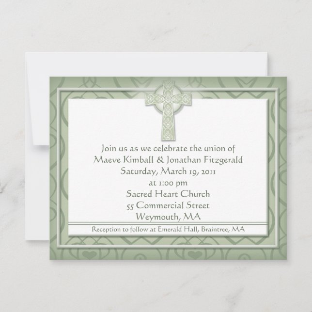 KRW Elegant Celtic Cross Irish Wedding Invitation (Front)