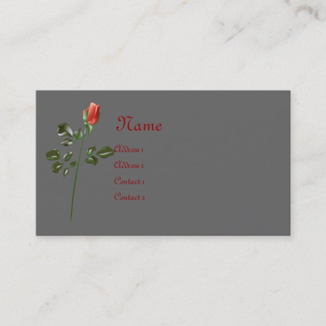 KRW Elegant Long Stemmed Rose Business Card (Front)