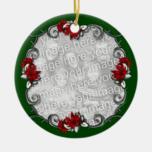 KRW Elegant Pointsettia Frame Keepsake Ornament (Front)