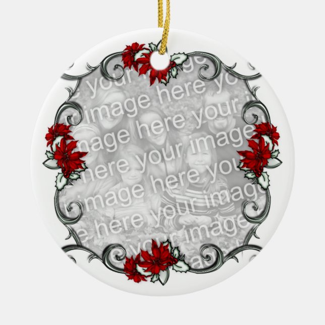 KRW Elegant Pointsettia Frame Keepsake Ornament (Front)