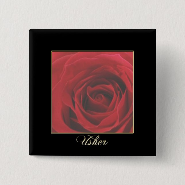 KRW Elegant Red Rose Usher Pin (Front)