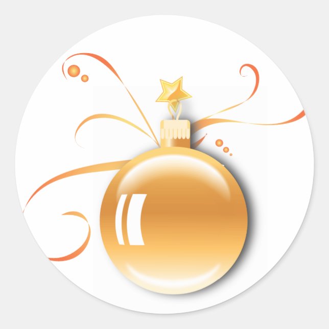 KRW Elegant Season's Greetings Gold Ornament Classic Round Sticker (Front)