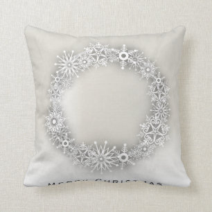 KRW Elegant Snowflake Wreath Christmas Pillow