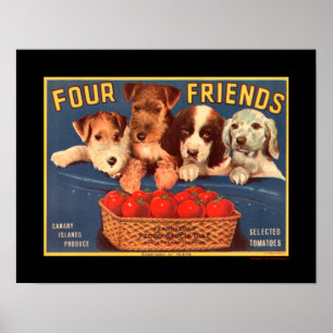 KRW Four Friends Vintage Tomato Crate Label Poster