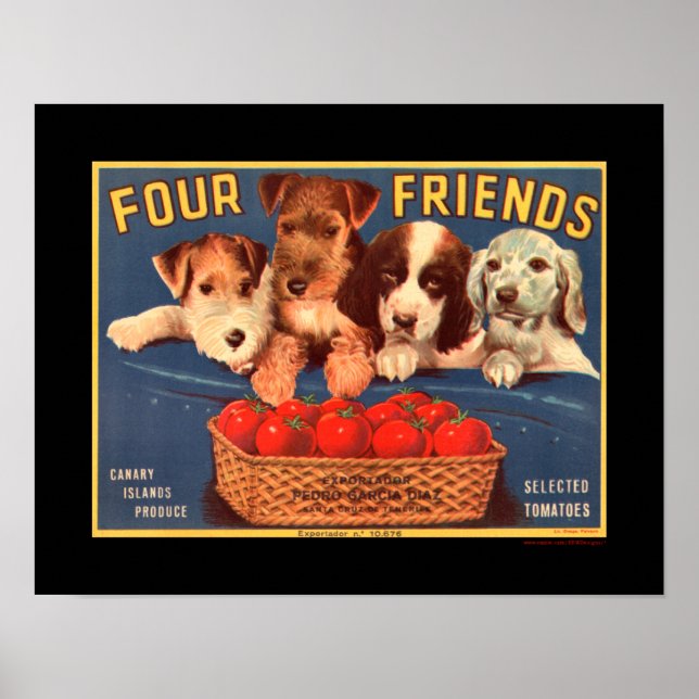 KRW Four Friends Vintage Tomato Crate Label Poster (Front)