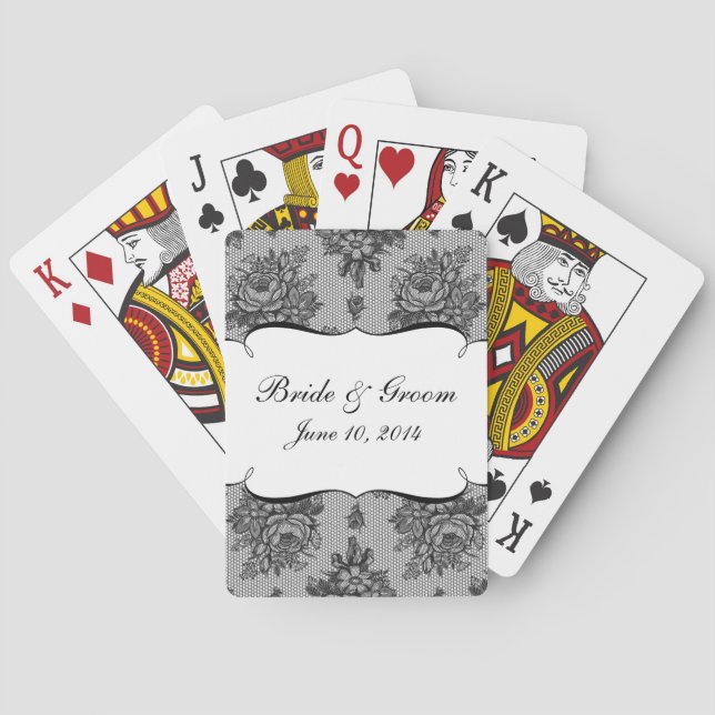 KRW French Black Lace Custom Wedding Favour Cards (Back)