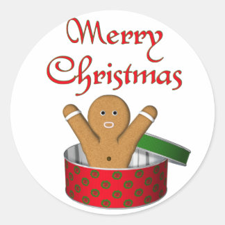 KRW Gingerbread Surprise Christmas Classic Round Sticker