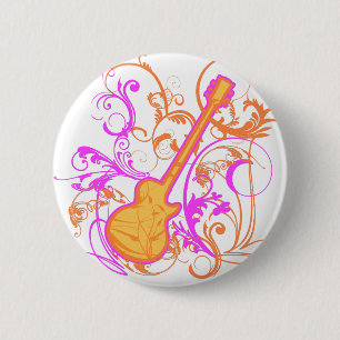 KRW Girl's Rock Guitar Grunge 6 Cm Round Badge