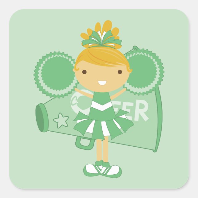KRW Green Cheerleader Sticker Favour (Front)