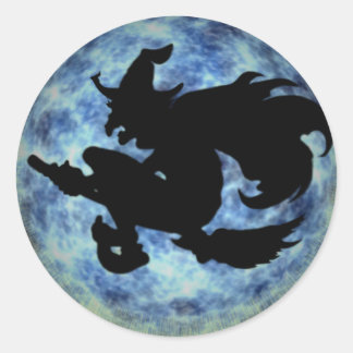 KRW Halloween Moon Witch Shadow Classic Round Sticker