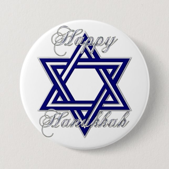 KRW Happy Hanukkah Star of David 7.5 Cm Round Badge (Front)