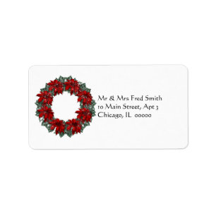 KRW Happy Holidays Wreath Address Label