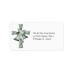 KRW Holly Bells on Cross Christmas Address Label