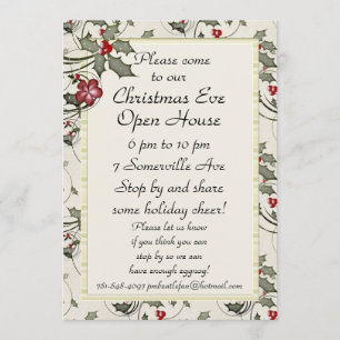 KRW Holly Holiday Custom Party Invitation
