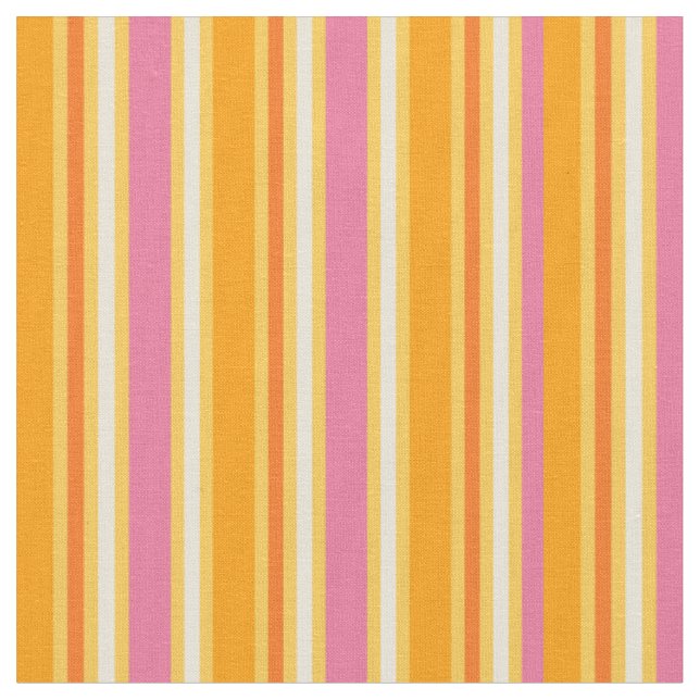 KRW Hot Pink and Orange Stripes Fabric (Close Up)