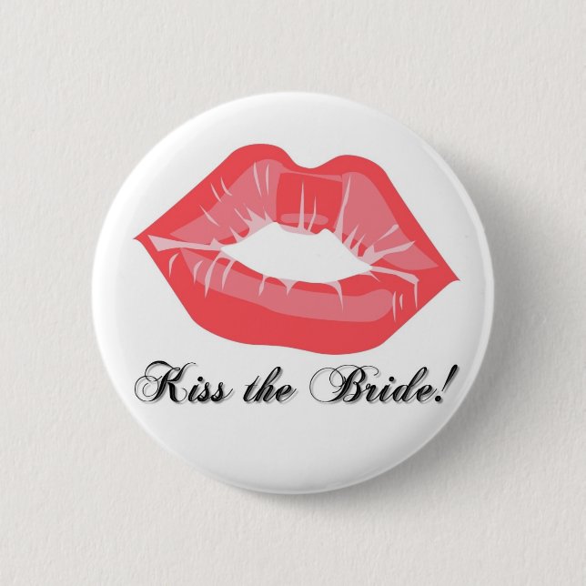 KRW Kiss the Bride Button Pin (Front)