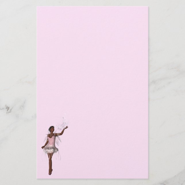 KRW Lana African American Fairy Fantasy Stationery (Front)