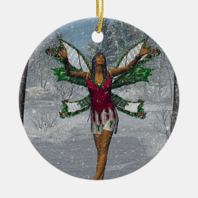 KRW Let It Snow African Fairy Holiday Ornament (Front)