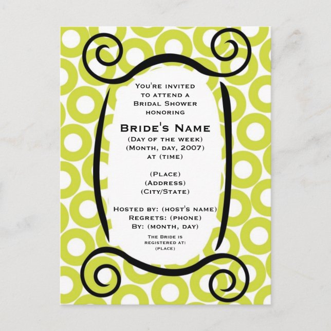 KRW Lime Circle Custom Shower Invitation (Front)