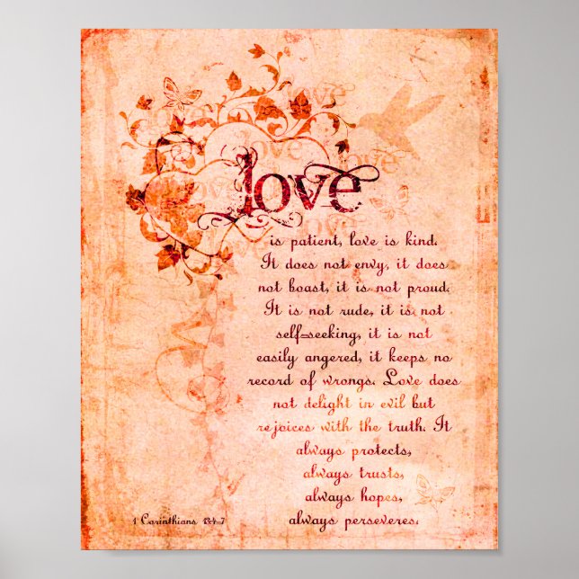 KRW Love is Patient Corinthians Bible Quote Poster (Front)