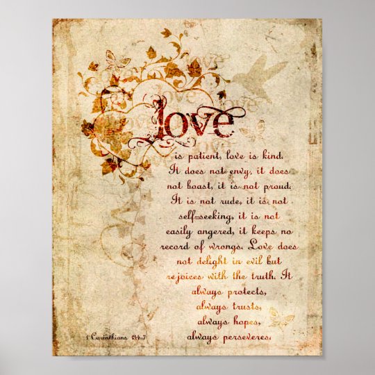 Krw Love Is Patient Corinthians Bible Quote Poster Zazzle Co Uk