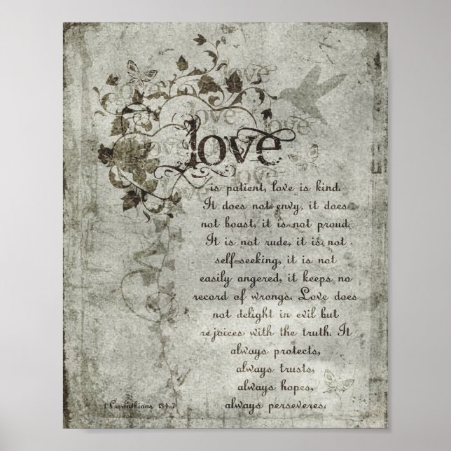 KRW Love is Patient Corinthians Bible Quote Poster (Front)