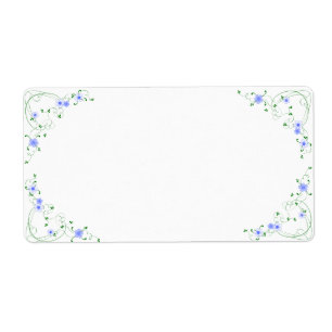 KRW Lovely Blue Floral Blank Shipping Label